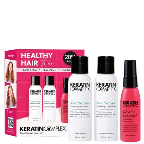 Keratin Complex Healthy Hair Trio - Keratin Care Shampoo & Conditioner with Multi-Benefit Treatment Spray Avelisse