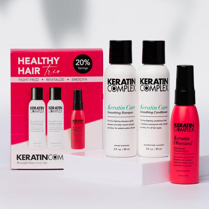 Keratin Complex Healthy Hair Trio - Keratin Care Shampoo & Conditioner with Multi-Benefit Treatment Spray Avelisse