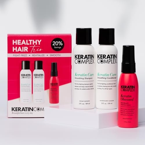 Keratin Complex Healthy Hair Trio - Keratin Care Shampoo & Conditioner with Multi-Benefit Treatment Spray Avelisse