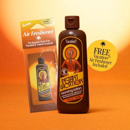 Instant Vacation SPF 30 Bronzing Lotion & Air Freshener Bundle, Lightweight Buildable Color, Evens Skin Tone, Cocoa-Hazelnut Scent, Vegan, 5 Fl Oz Avelisse