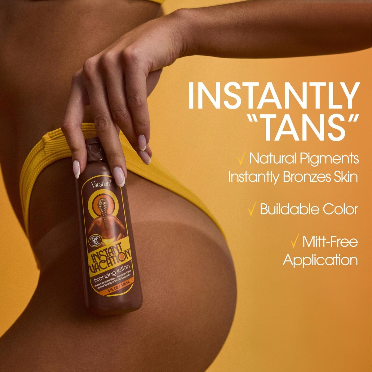 Instant Vacation SPF 30 Bronzing Lotion & Air Freshener Bundle, Lightweight Buildable Color, Evens Skin Tone, Cocoa-Hazelnut Scent, Vegan, 5 Fl Oz Avelisse