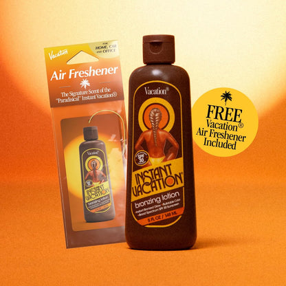 Instant Vacation SPF 30 Bronzing Lotion & Air Freshener Bundle, Lightweight Buildable Color, Evens Skin Tone, Cocoa-Hazelnut Scent, Vegan, 5 Fl Oz Avelisse