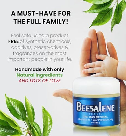Beesalene Original Unpetroleum – 100% Natural & Hypoallergenic Alternative to Petroleum Jelly for Lips, Hands, Baby, Makeup Remover & More (2 oz)