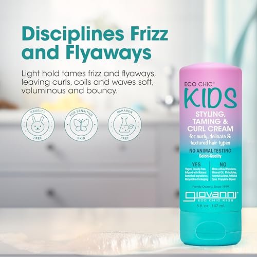 Eco Chic KIDs Styling Taming & Curl Cream - Kids Curl Cream for Delicate and Textured Hair, Long-Lasting & Lightweight, Salon Quality, Vegan-Friendly, 5 Fl Oz - görsel 6