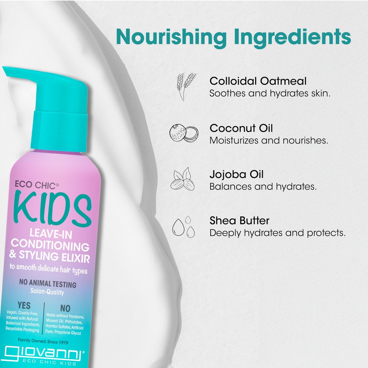 Giovanni Cosmetics Kids Leave In Conditioner, 4.5 fl oz - Gentle Detangling for Fine Hair - görsel 8