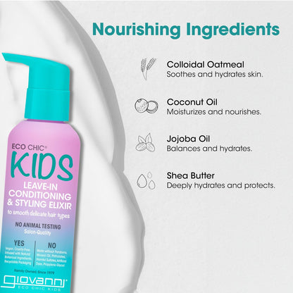 Giovanni Cosmetics Kids Leave In Conditioner, 4.5 fl oz - Gentle Detangling for Fine Hair