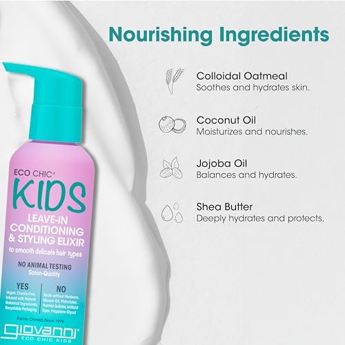 Giovanni Cosmetics Kids Leave In Conditioner, 4.5 fl oz - Gentle Detangling for Fine Hair - görsel 7