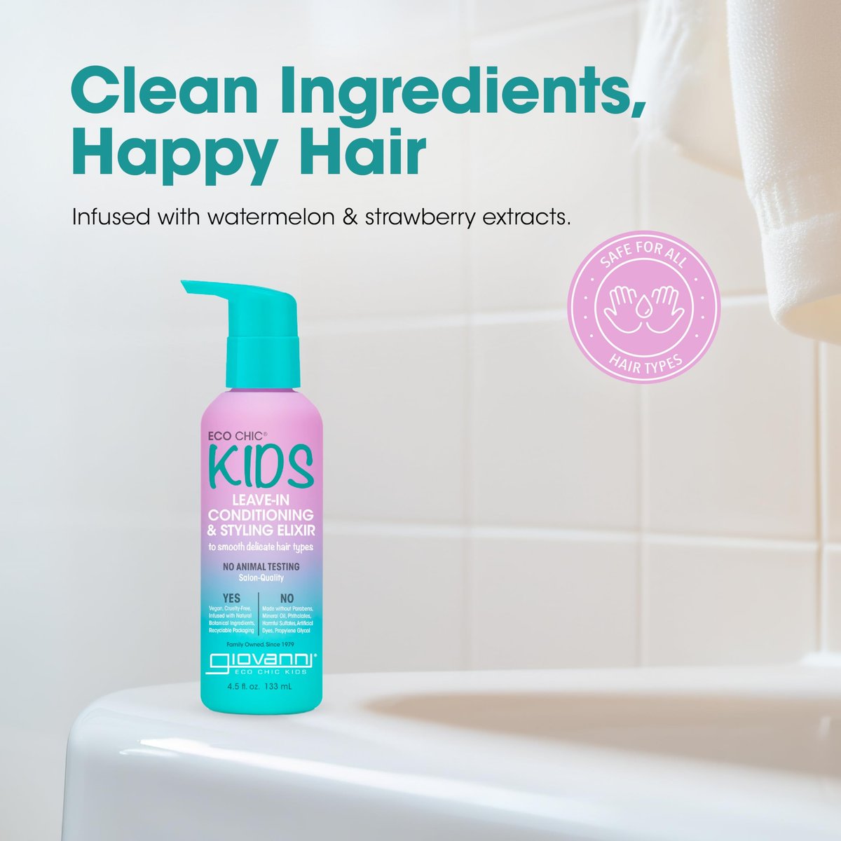 Giovanni Cosmetics Kids Leave In Conditioner, 4.5 fl oz - Gentle Detangling for Fine Hair - görsel 6