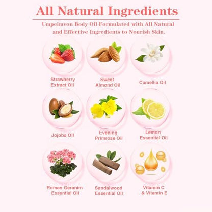 Umpeimvon 2 Pack 3.38 fl.oz Strawberry Body Oil After Shower - Vitamin C & E Gua Sha Body Oils Scented Body Oils for Women, Dry Body Oil Juice for Skin