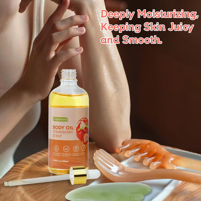 Umpeimvon 2 Pack 3.38 fl.oz Strawberry Body Oil After Shower - Vitamin C & E Gua Sha Body Oils Scented Body Oils for Women, Dry Body Oil Juice for Skin