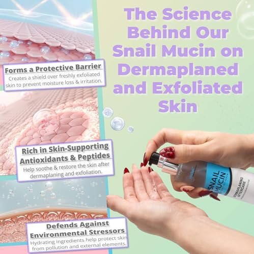 Snail Mucin Hydrating Serum for Post-Dermaplaning – Soothe, Hydrate & Renew Skin After Face Razors & Dermaplaning Tools – Korean Beauty Skincare for Daily Routine Avelisse