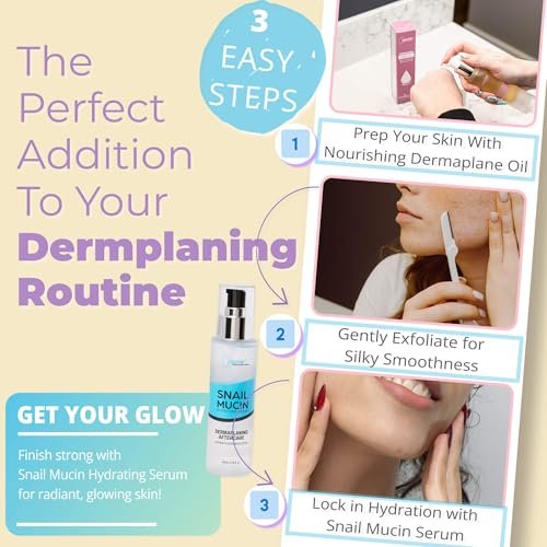 Snail Mucin Hydrating Serum for Post-Dermaplaning – Soothe, Hydrate & Renew Skin After Face Razors & Dermaplaning Tools – Korean Beauty Skincare for Daily Routine Avelisse