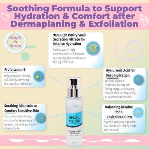 Snail Mucin Hydrating Serum for Post-Dermaplaning – Soothe, Hydrate & Renew Skin After Face Razors & Dermaplaning Tools – Korean Beauty Skincare for Daily Routine Avelisse