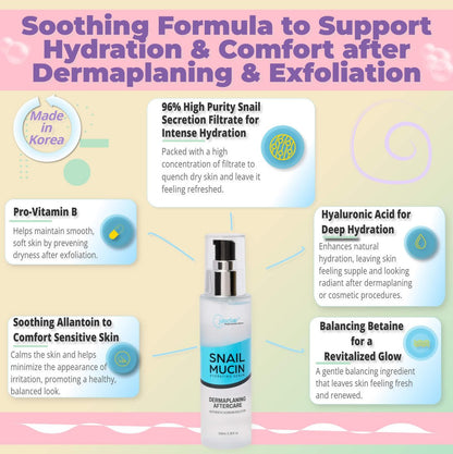 Snail Mucin Hydrating Serum for Post-Dermaplaning – Soothe, Hydrate & Renew Skin After Face Razors & Dermaplaning Tools – Korean Beauty Skincare for Daily Routine Avelisse