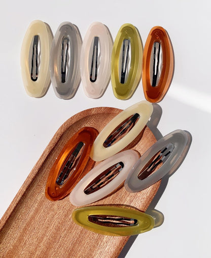 Lemeilleur 10 Pack 3.2 Inch Oval Metal Acrylic Resin Hair Clips for Women - Non-Slip Barrettes for Styling, Multicolor Avelisse
