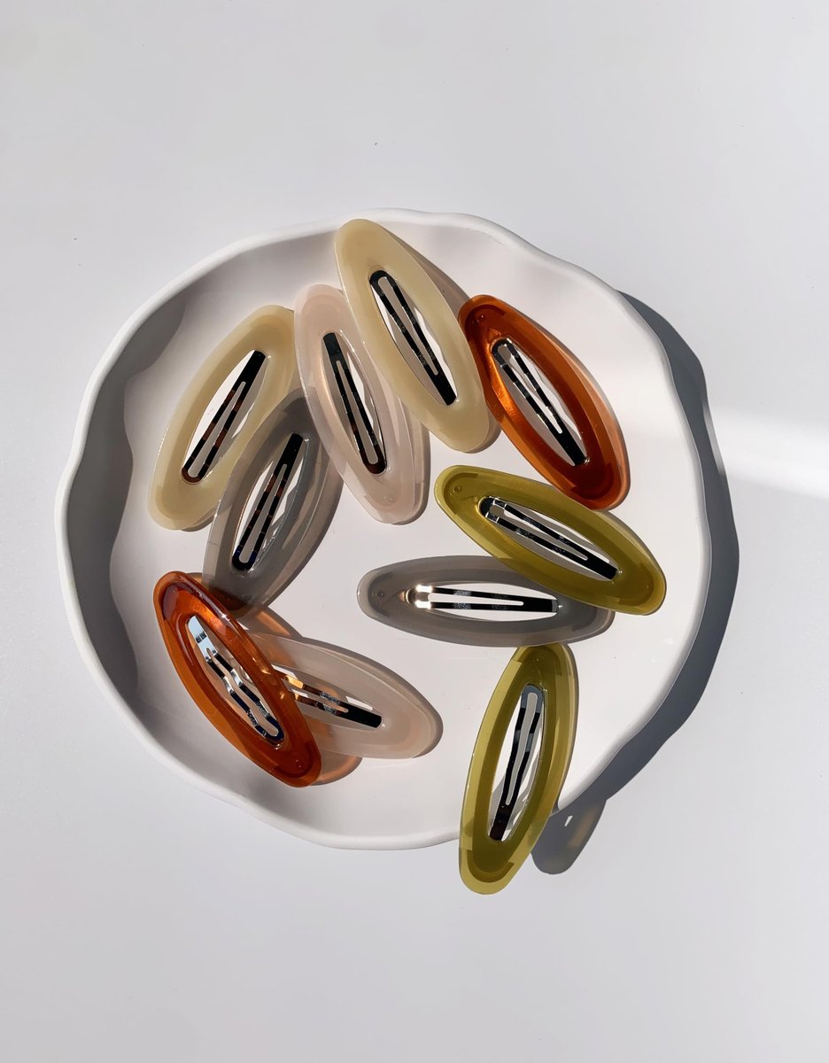 Lemeilleur 10 Pack 3.2 Inch Oval Metal Acrylic Resin Hair Clips for Women - Non-Slip Barrettes for Styling, Multicolor Avelisse
