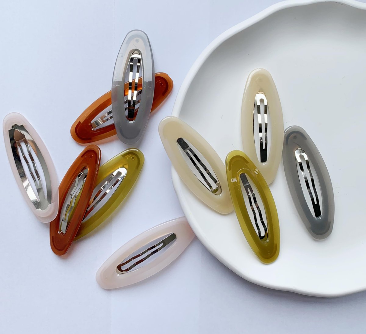 Lemeilleur 10 Pack 3.2 Inch Oval Metal Acrylic Resin Hair Clips for Women - Non-Slip Barrettes for Styling, Multicolor Avelisse