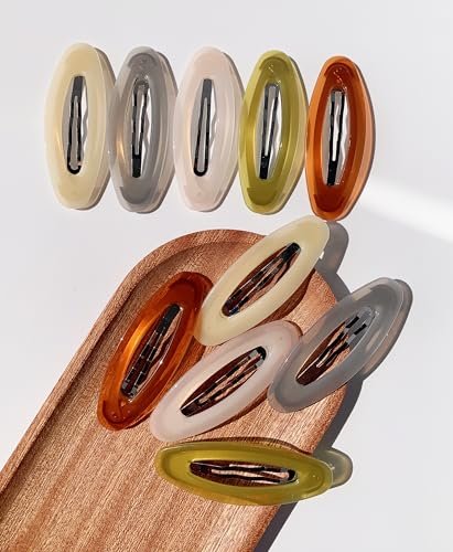 Lemeilleur 10 Pack 3.2 Inch Oval Metal Acrylic Resin Hair Clips for Women - Non-Slip Barrettes for Styling, Multicolor Avelisse