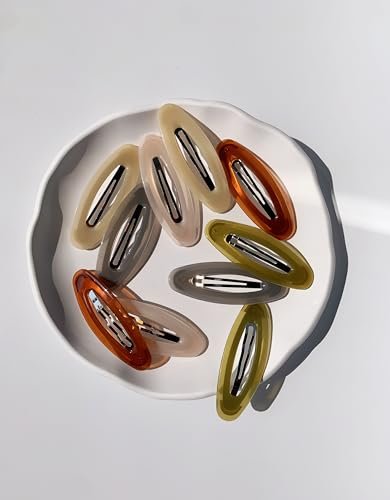 Lemeilleur 10 Pack 3.2 Inch Oval Metal Acrylic Resin Hair Clips for Women - Non-Slip Barrettes for Styling, Multicolor Avelisse