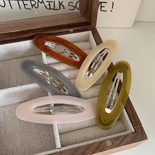 Lemeilleur 10 Pack 3.2 Inch Oval Metal Acrylic Resin Hair Clips for Women - Non-Slip Barrettes for Styling, Multicolor Avelisse
