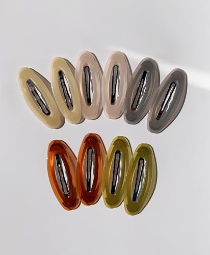 Lemeilleur 10 Pack 3.2 Inch Oval Metal Acrylic Resin Hair Clips for Women - Non-Slip Barrettes for Styling, Multicolor Avelisse