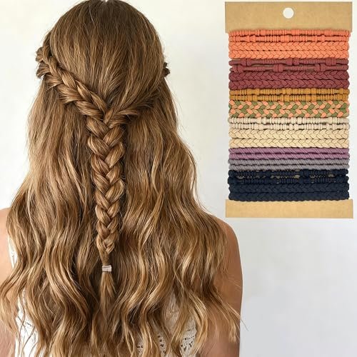 GEMGIMY Hair Ties Elastics for Thick & Thin Hair - No Damage Boho Rubber Bands, Braided Ponytail Holders No Pull, Cute Hair Ties for Women Girls - 24 Pcs Colorful Hair Accessories Avelisse