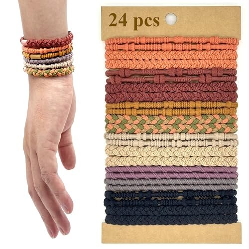 GEMGIMY 24-Pack Hair Ties for Thick & Thin Hair – Elastic Hair Bands for Women, Sleep, Sports, Ponytail Holder No Damage – Boho Bracelets Hair Accessories Avelisse