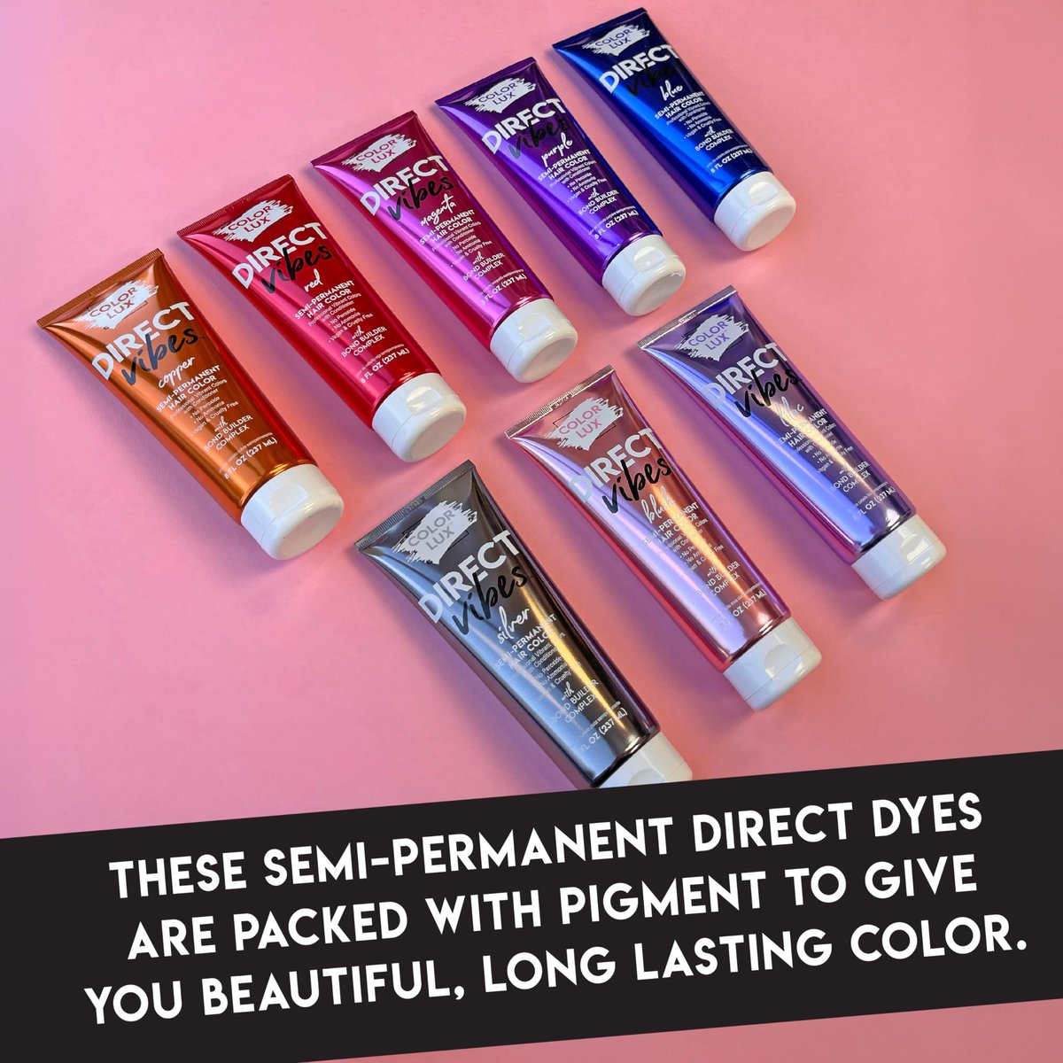 Color Lux Direct Vibes Semi-Permanent Hair Color - Magenta, 8 fl oz - Vibrant, Long-Lasting, Ammonia-Free & Vegan Avelisse