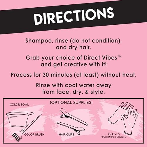 Color Lux Direct Vibes Semi-Permanent Hair Color - Magenta, 8 fl oz - Vibrant, Long-Lasting, Ammonia-Free & Vegan Avelisse