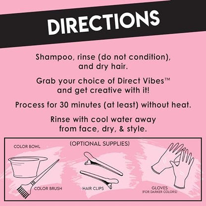Color Lux Direct Vibes Semi-Permanent Hair Color - Magenta, 8 fl oz - Vibrant, Long-Lasting, Ammonia-Free & Vegan Avelisse