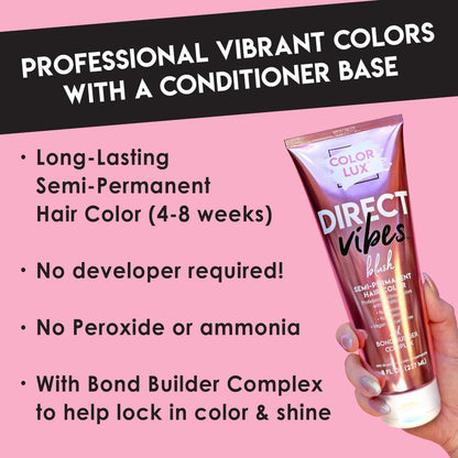 Color Lux Direct Vibes Semi-Permanent Hair Color - Magenta, 8 fl oz - Vibrant, Long-Lasting, Ammonia-Free & Vegan Avelisse