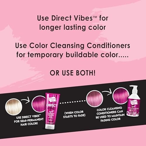 Color Lux Direct Vibes Semi-Permanent Hair Color - Magenta, 8 fl oz - Vibrant, Long-Lasting, Ammonia-Free & Vegan Avelisse