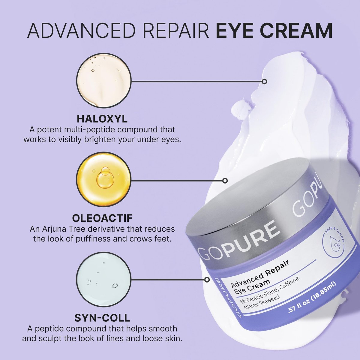 goPure Advanced Repair Eye Cream – Reduce Puffiness, Dark Circles & Fine Lines Avelisse