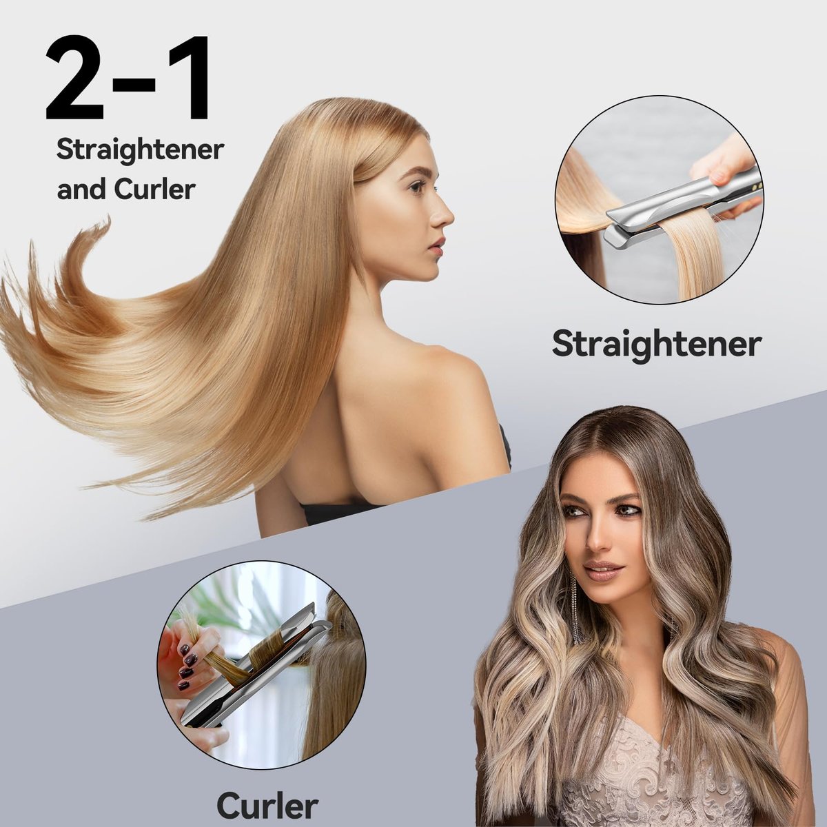 Quico Hair Straightener - Professional Flat Iron with 11 Temperature Settings, 3D Ceramic Floating Plates, 12s Fast Heating & Auto Shut-Off Avelisse