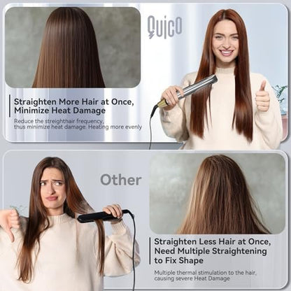 Quico Hair Straightener - Professional Flat Iron with 11 Temperature Settings, 3D Ceramic Floating Plates, 12s Fast Heating & Auto Shut-Off Avelisse