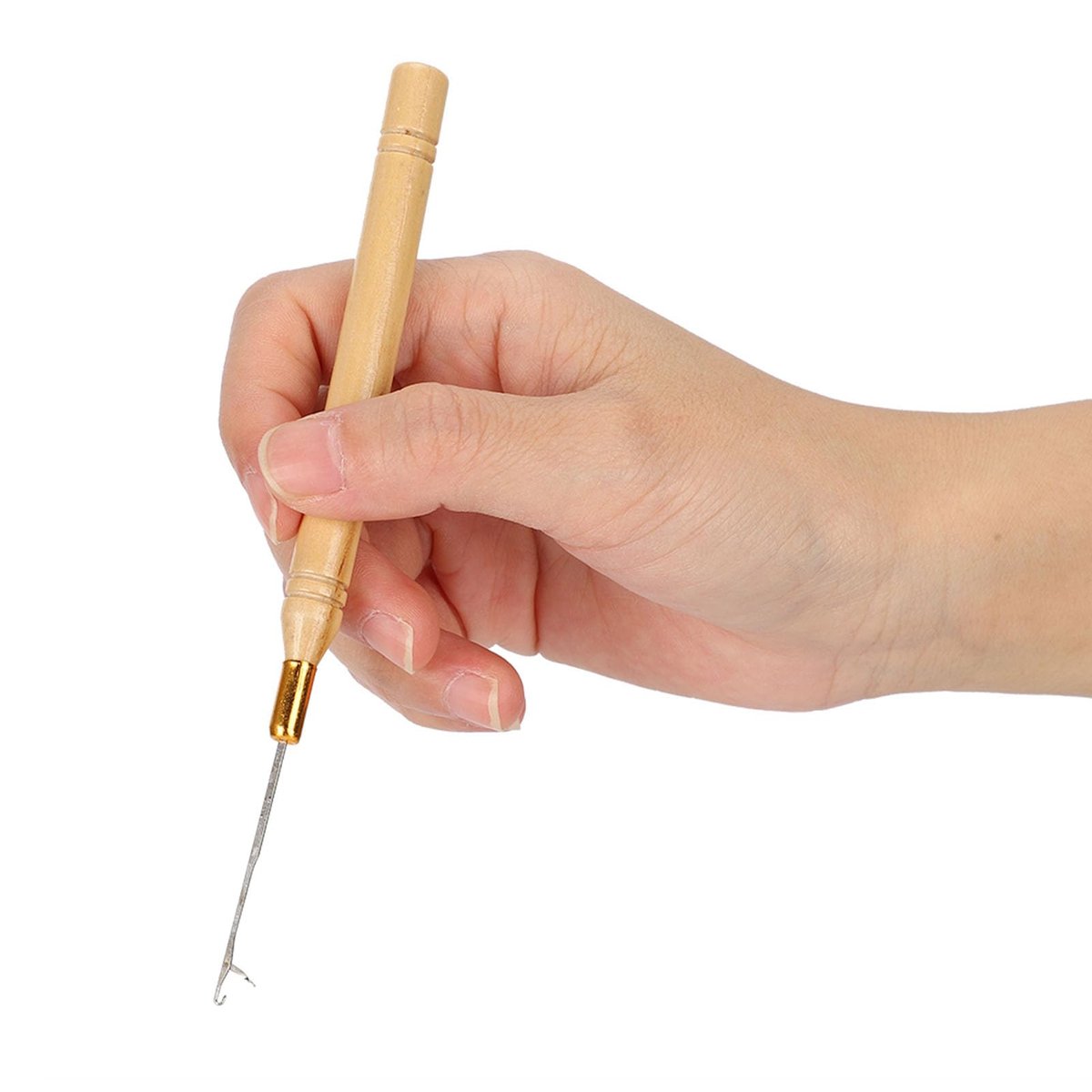 Chazcool 10-Piece Hair Extension Hook Needle Set - Wooden Handle Latch Hook Tool for Micro Link Rings, Beads, and Hair Extensions - görsel 13