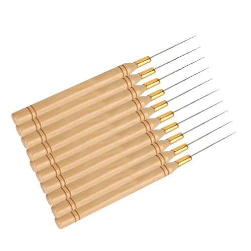 Chazcool 10-Piece Hair Extension Hook Needle Set - Wooden Handle Latch Hook Tool for Micro Link Rings, Beads, and Hair Extensions - görsel 12