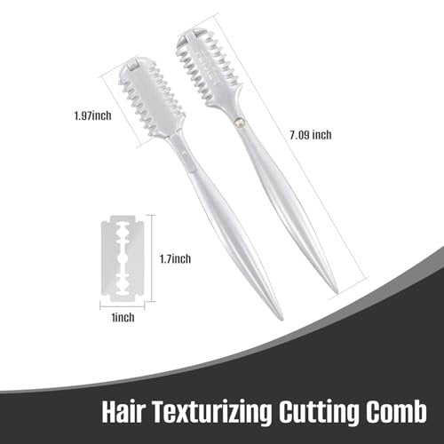 FEISIER Aluminum Double-Edge Hair Thinning Razor Comb with 10 Blades – Professional Hair Texturizing Cutting Razor for Thin & Thick Hair - görsel 14