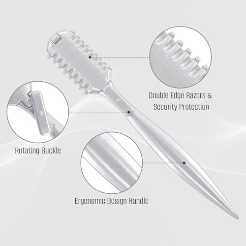 FEISIER Aluminum Double-Edge Hair Thinning Razor Comb with 10 Blades – Professional Hair Texturizing Cutting Razor for Thin & Thick Hair - görsel 6