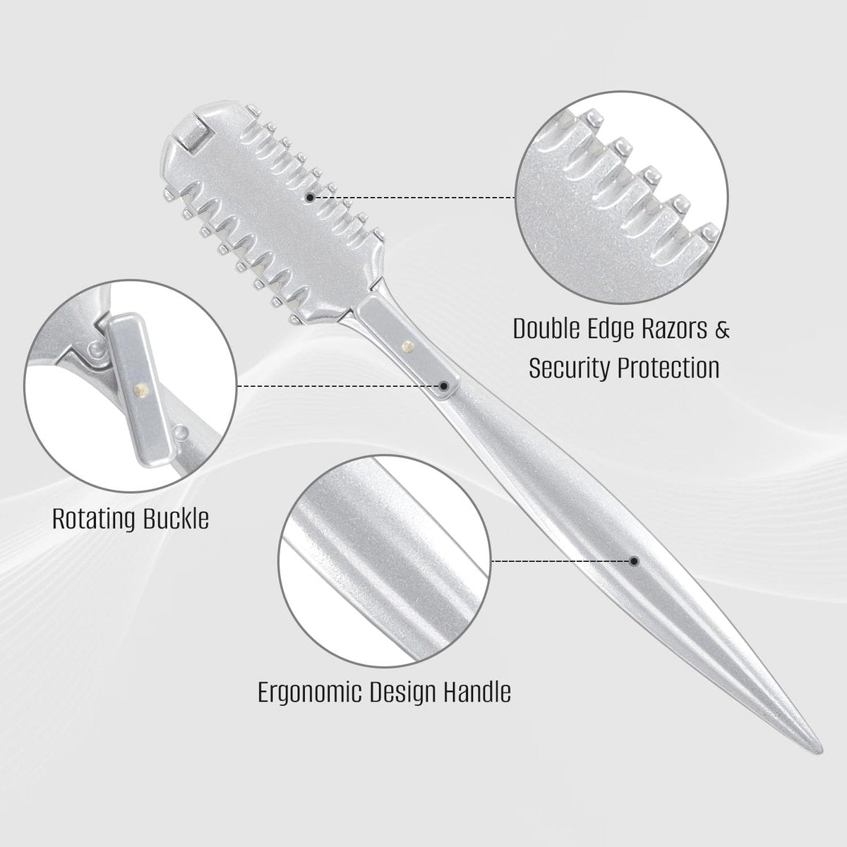 FEISIER Aluminum Double-Edge Hair Thinning Razor Comb with 10 Blades – Professional Hair Texturizing Cutting Razor for Thin & Thick Hair - görsel 5