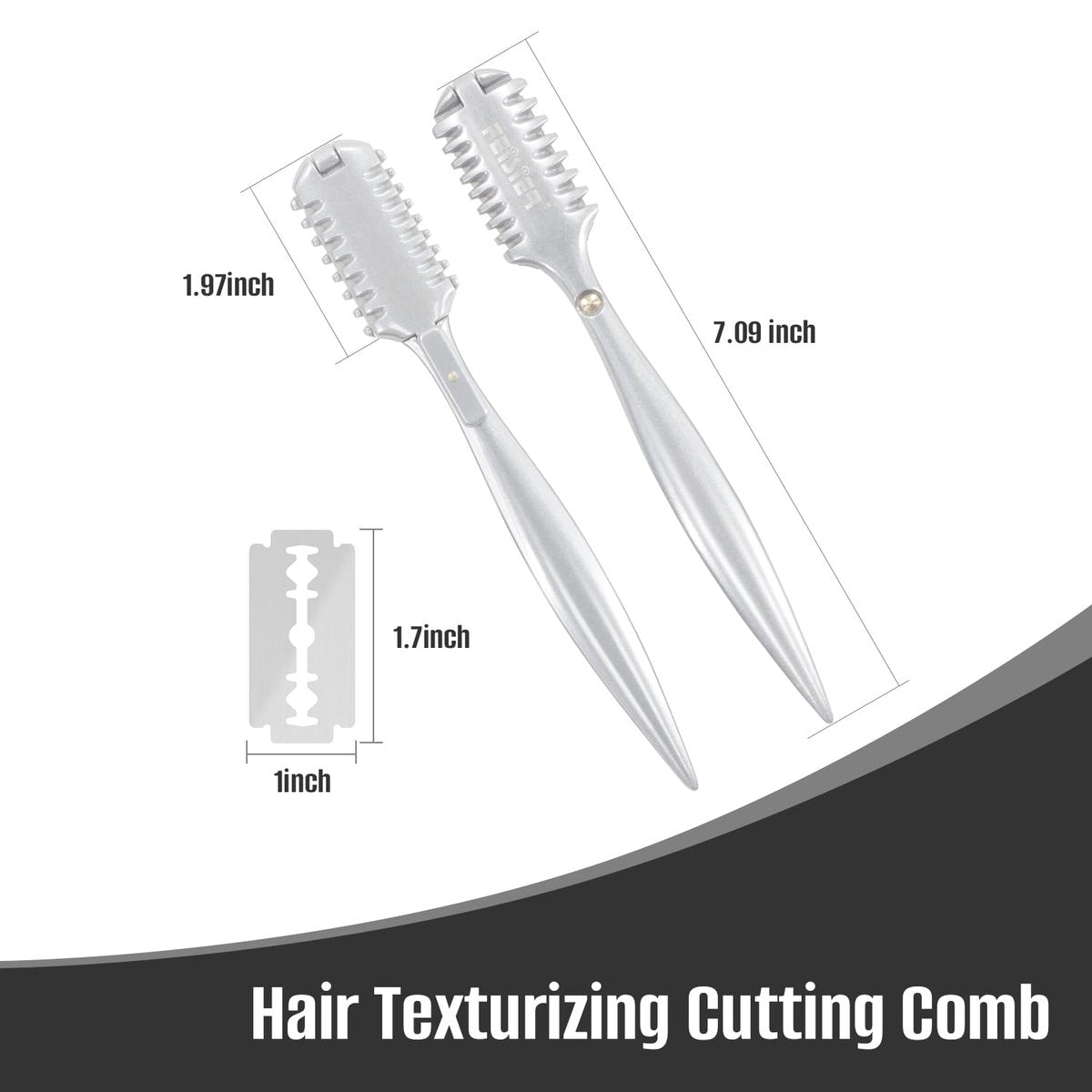 FEISIER Aluminum Double-Edge Hair Thinning Razor Comb with 10 Blades – Professional Hair Texturizing Cutting Razor for Thin & Thick Hair - görsel 13