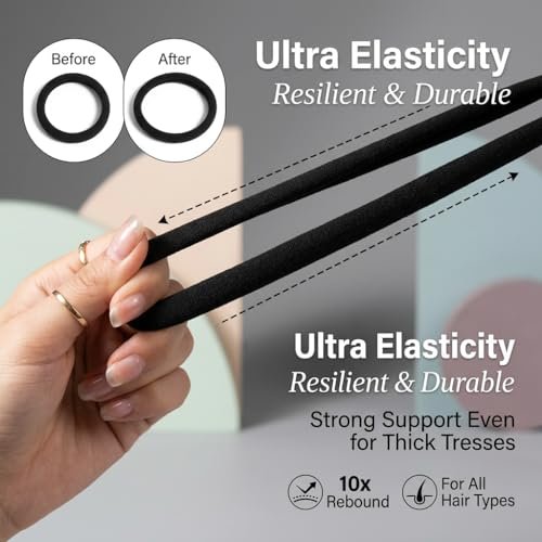 Ayogost Black Hair Ties No Damage No Pull 100PCS Extra Thick Elastics Hair Bands Large Ponytail Holders for Women Girls Thick Heavy Curly Hair - görsel 8