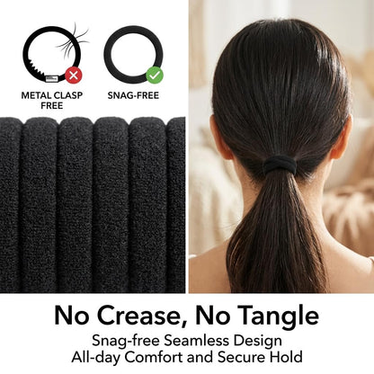Ayogost Black Hair Ties No Damage No Pull 100PCS Extra Thick Elastics Hair Bands Large Ponytail Holders for Women Girls Thick Heavy Curly Hair