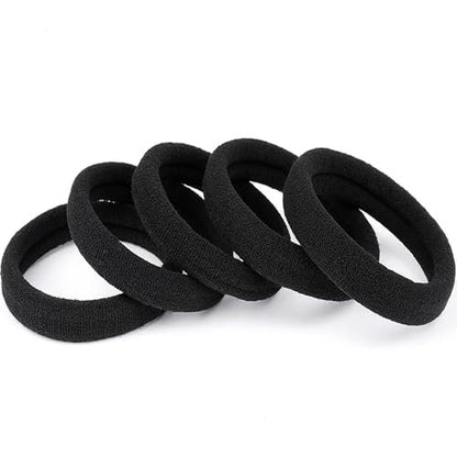 Ayogost Black Hair Ties No Damage No Pull 100PCS Extra Thick Elastics Hair Bands Large Ponytail Holders for Women Girls Thick Heavy Curly Hair