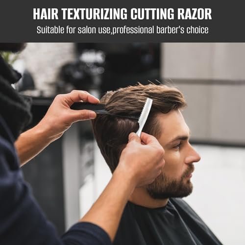 FEISIER Stainless Steel Hair Thinning Styling Razors for Cutting Hair, Texturizing Cutting Razor for Salon and Home, 10 PCS Sharp Blades Included - görsel 12