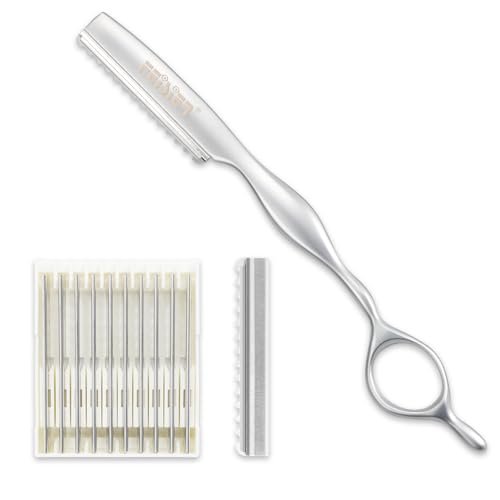 FEISIER Stainless Steel Hair Thinning Styling Razors for Cutting Hair, Texturizing Cutting Razor for Salon and Home, 10 PCS Sharp Blades Included - görsel 2