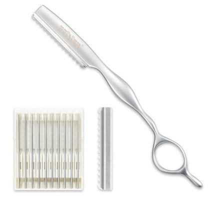 FEISIER Stainless Steel Hair Thinning Styling Razors for Cutting Hair, Texturizing Cutting Razor for Salon and Home, 10 PCS Sharp Blades Included