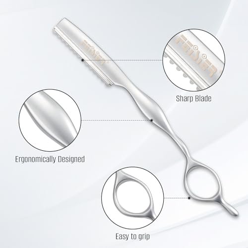 FEISIER Stainless Steel Hair Thinning Styling Razors for Cutting Hair, Texturizing Cutting Razor for Salon and Home, 10 PCS Sharp Blades Included - görsel 4