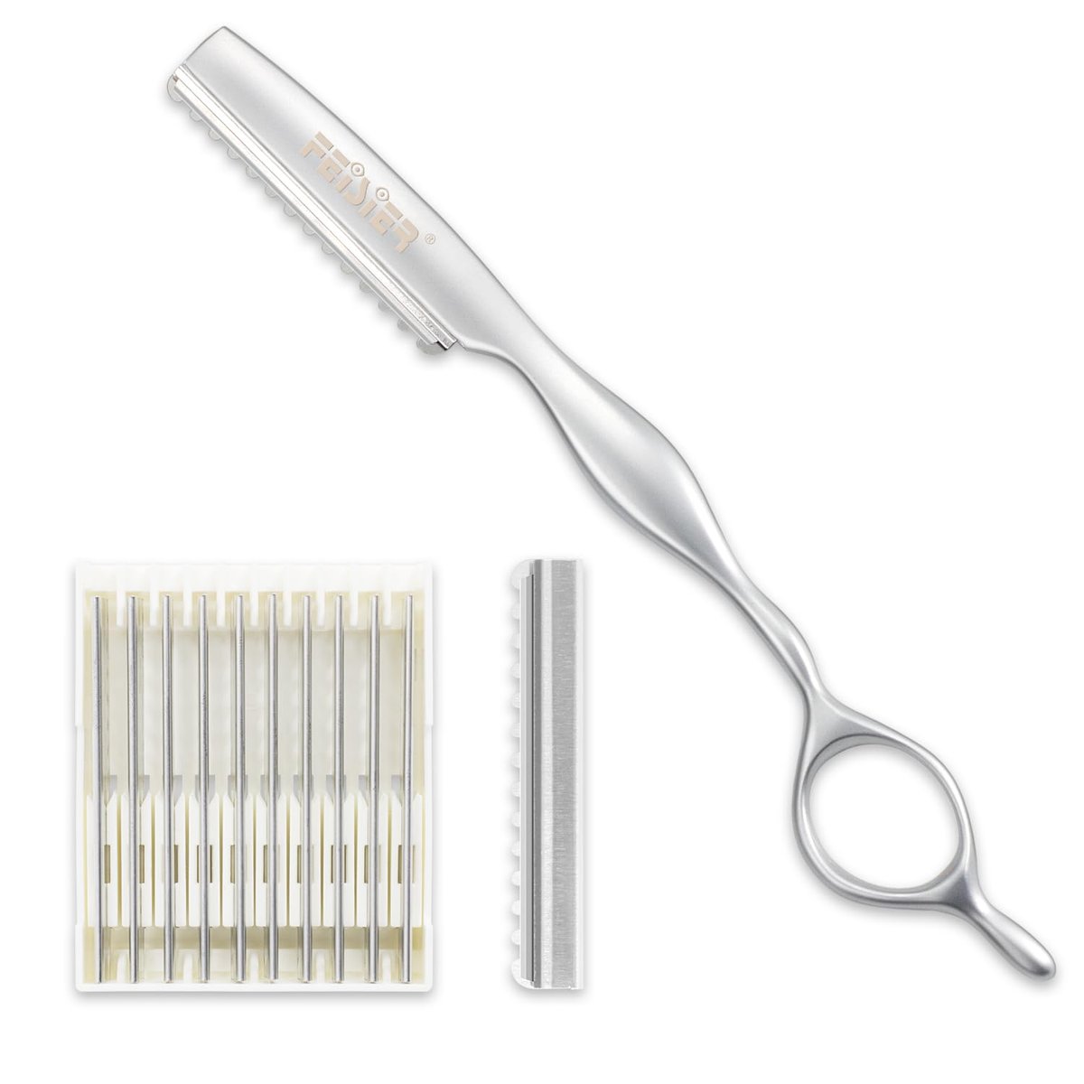 FEISIER Stainless Steel Hair Thinning Styling Razors for Cutting Hair, Texturizing Cutting Razor for Salon and Home, 10 PCS Sharp Blades Included - görsel 1