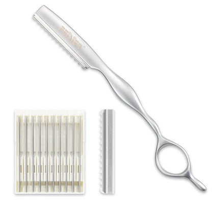 FEISIER Stainless Steel Hair Thinning Styling Razors for Cutting Hair, Texturizing Cutting Razor for Salon and Home, 10 PCS Sharp Blades Included